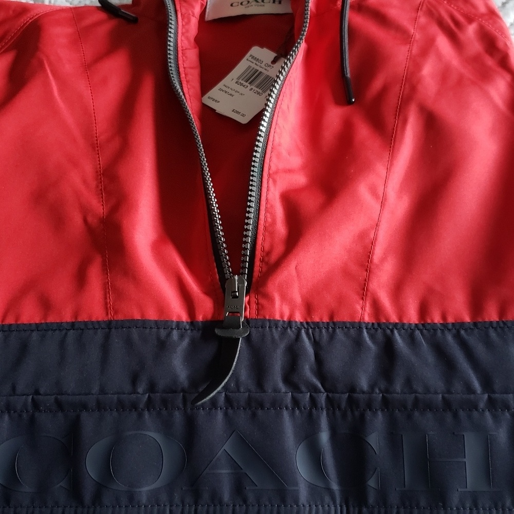 Brand NWTs Coach Red/Navy Pullover Half Zip Jacket